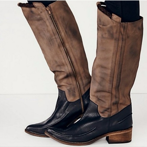 Free People Shoes - FREE PEOPLE ‘Tritone’ Two Tone Tall Cowboy Boots. Size 6